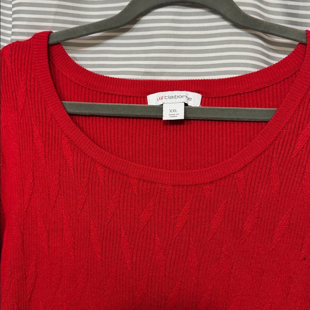 Liz Claiborne Vibrant Red Crew Neck Sweater